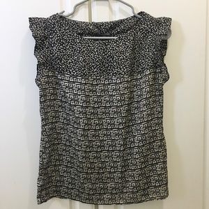 Banana Republic Sheer Black and White Ruffle Sz S